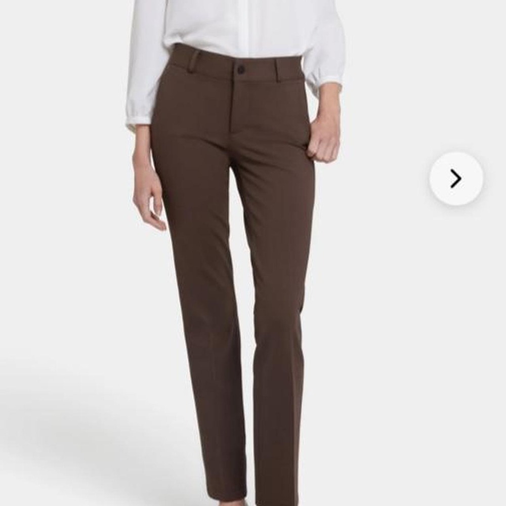 NYDJ Sculpt-Her Lift Tuck Brown Knit Straight Leg Stretch Pants Business Office